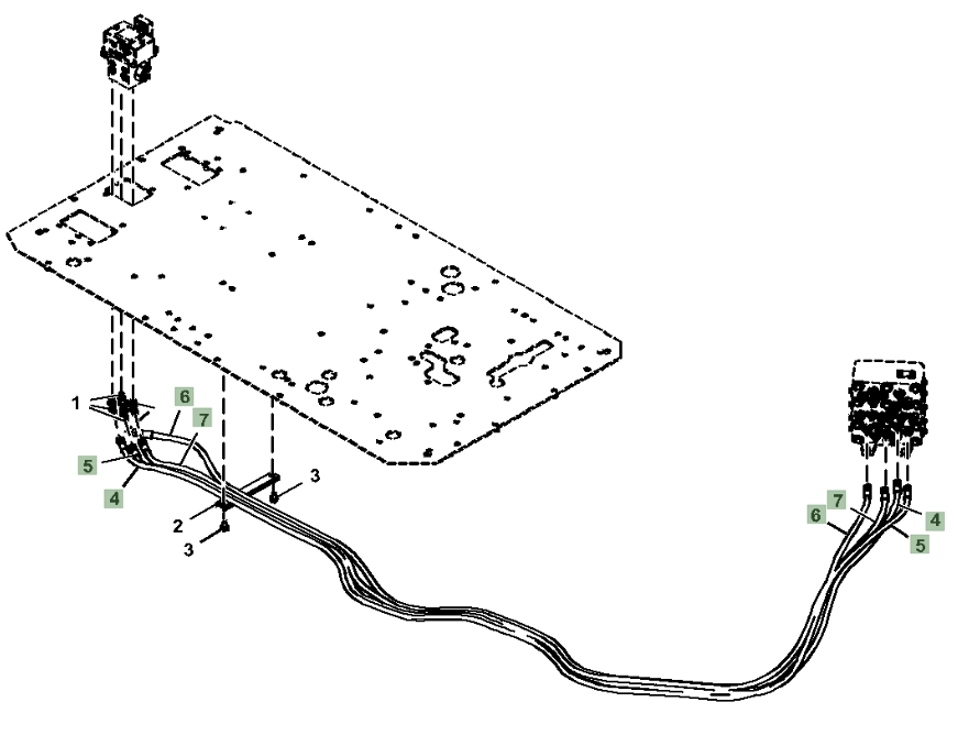 Hitachi ZX300LC-6N installation diagram showing hydraulic hose 4375306 at Pipe No. 7