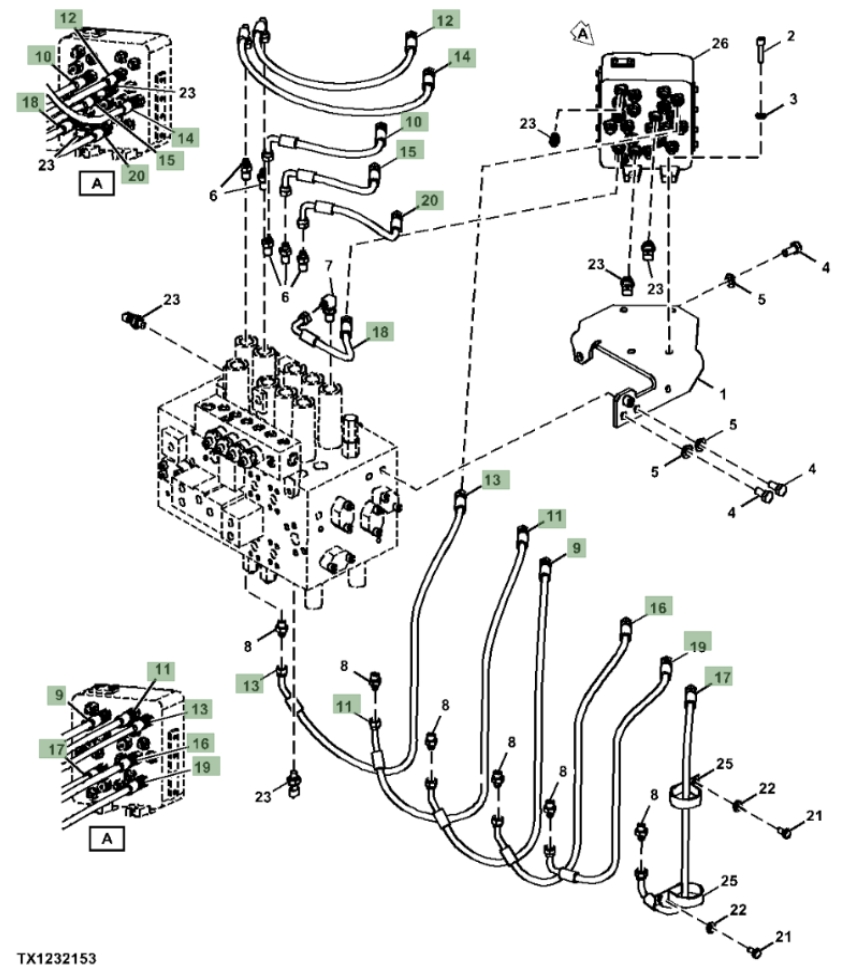 Hitachi ZX210F-FE-6N installation diagram showing hydraulic hose 4630938 at Pipe No. 10