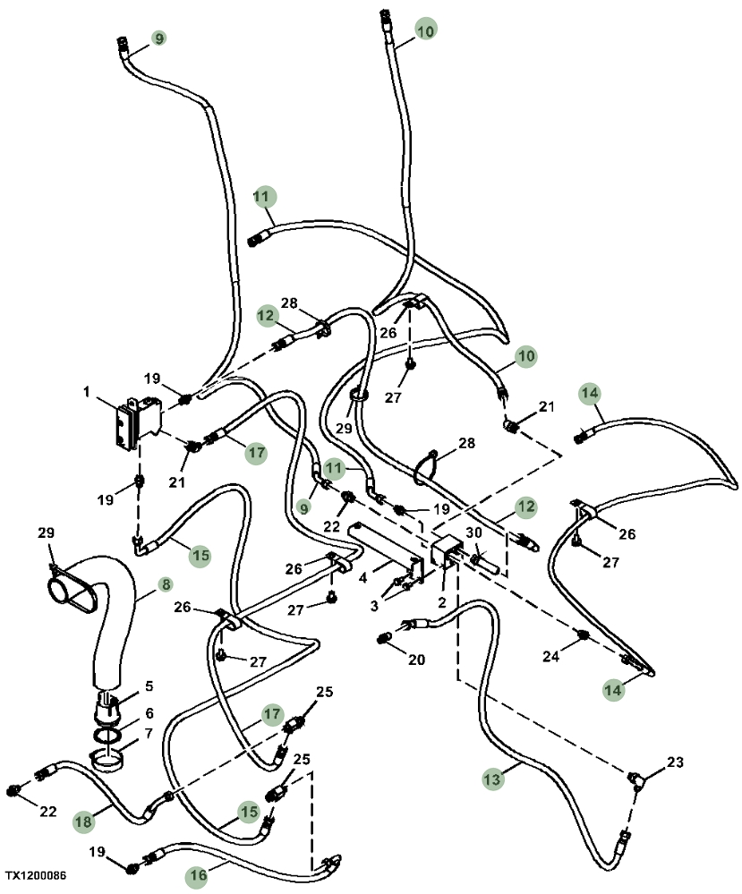 Hitachi ZX130-6N installation diagram showing hydraulic hose 4675889 at Pipe No. 15