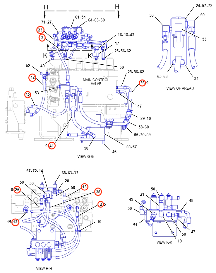 Caterpillar CAT®314D LCR installation diagram showing hydraulic hose 289-5709 at Pipe No. 41