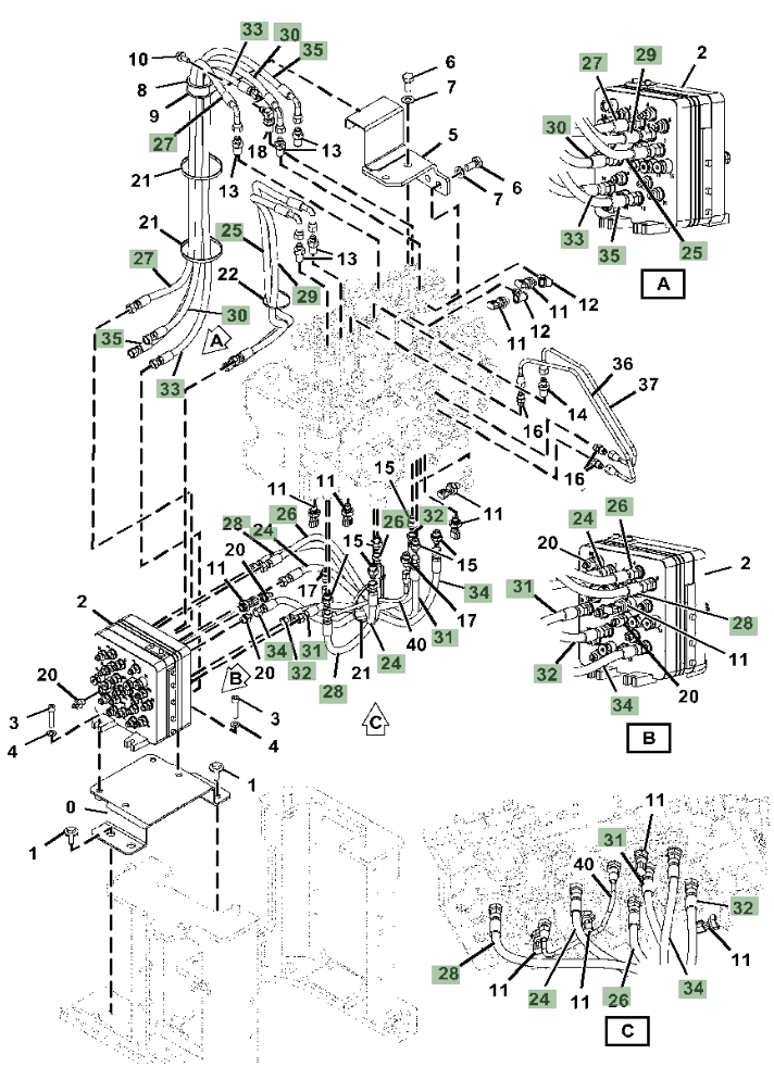 Hitachi ZX345USLC-6N installation diagram showing hydraulic hose 4716226 at Pipe No. 26