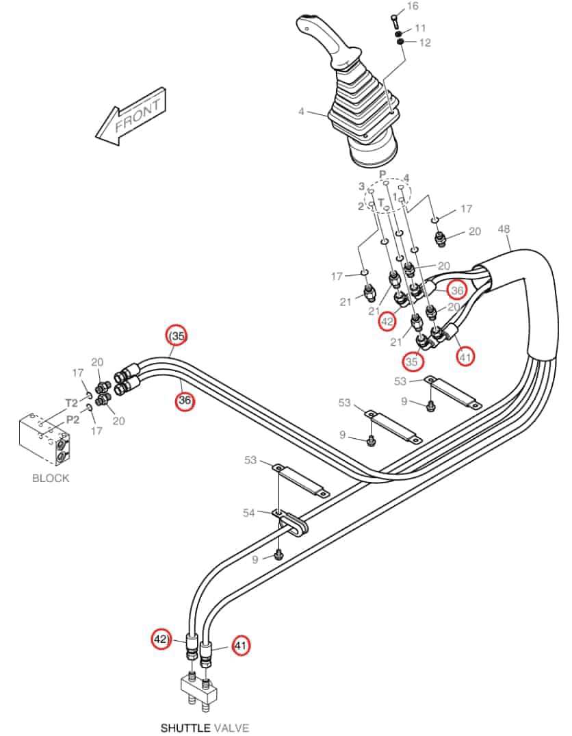 Doosan DX60R installation diagram showing hydraulic hose DS2093373 at Pipe No. 41