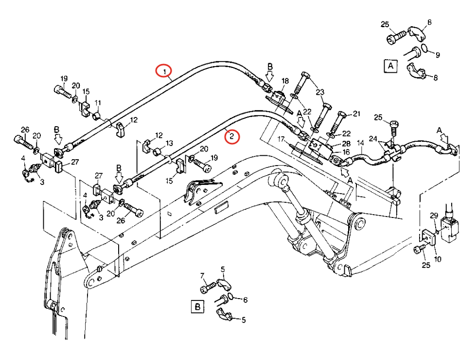 Caterpillar CAT®212B installation diagram showing hydraulic hose 8U-6231 at Pipe No. 1