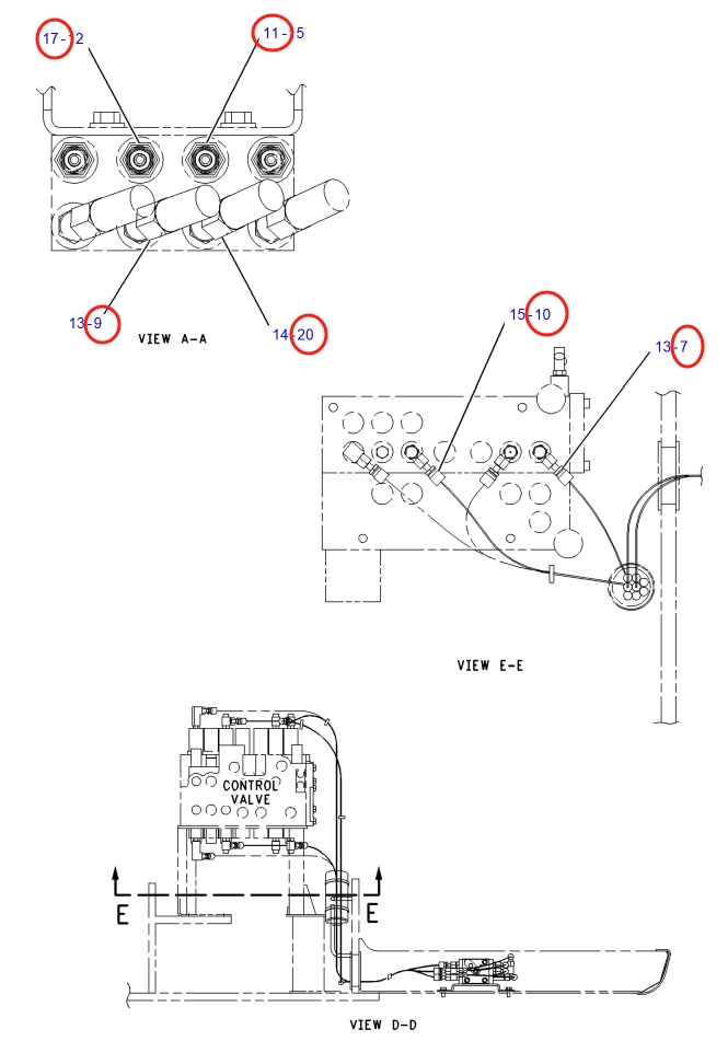 Caterpillar CAT®315C installation diagram showing hydraulic hose 104-8950 at Pipe No. 10