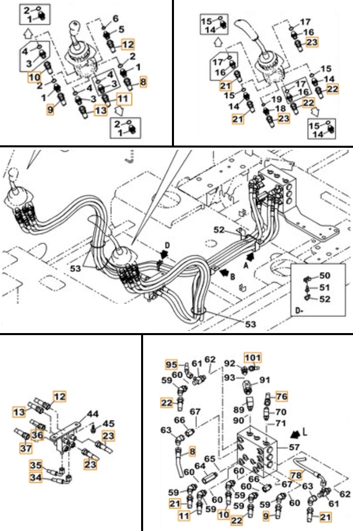 Case CX490C installation diagram showing hydraulic hose KRJ4381 at Pipe No. 22