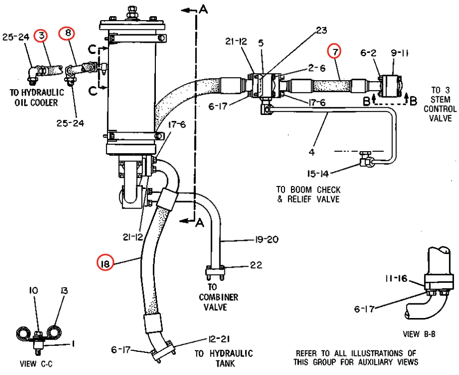 Caterpillar CAT®229 installation diagram showing hydraulic hose 2V-0665 at Pipe No. 8