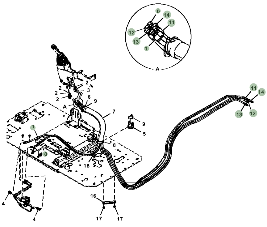 Hitachi ZX470LC-6 installation diagram showing hydraulic hose 4437978 at Pipe No. 12
