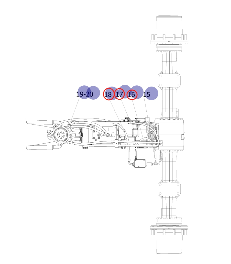 Sunward SWE150W installation diagram showing hydraulic hose 730501000916 at Pipe No. 16
