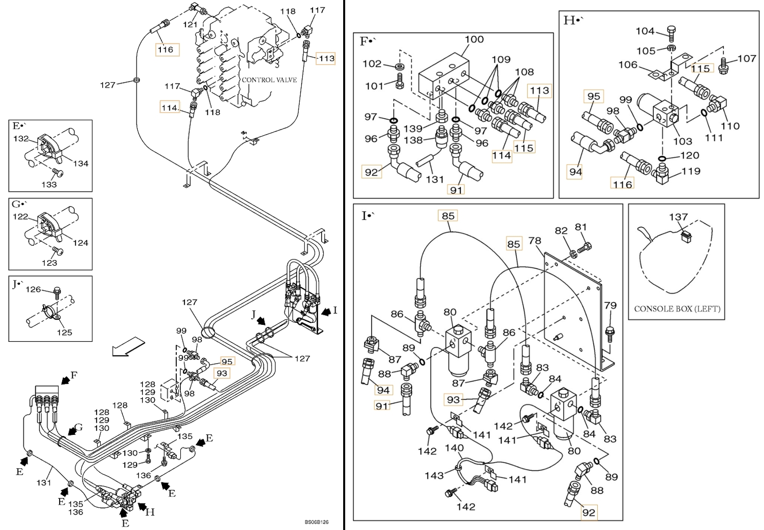 Case CX700 installation diagram showing hydraulic hose 161272A1 at Pipe No. 115