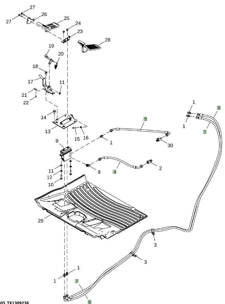 Hitachi ZX380LC-6N installation diagram showing hydraulic hose 4702035 at Pipe No. 6