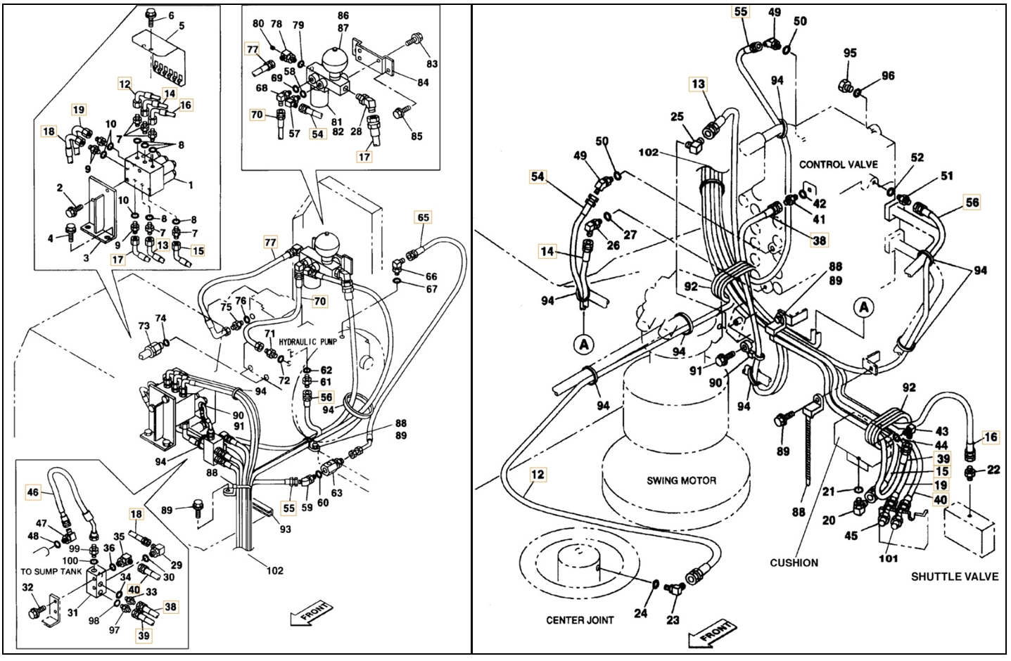 Case CX210 installation diagram showing hydraulic hose 168657A1 at Pipe No. 13
