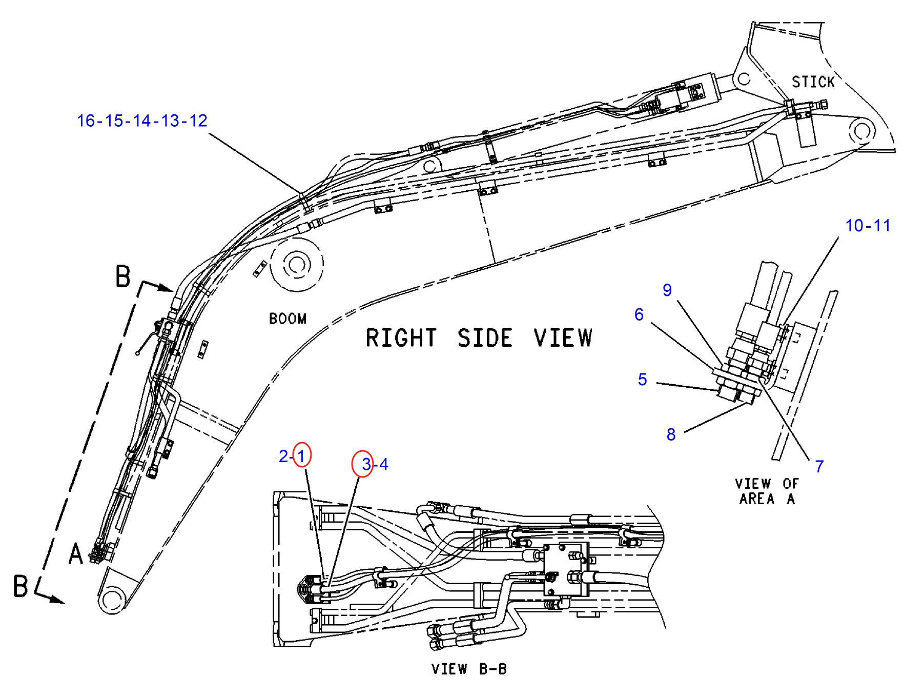 Caterpillar CAT®312-A installation diagram showing hydraulic hose 137-4680 at Pipe No. 3