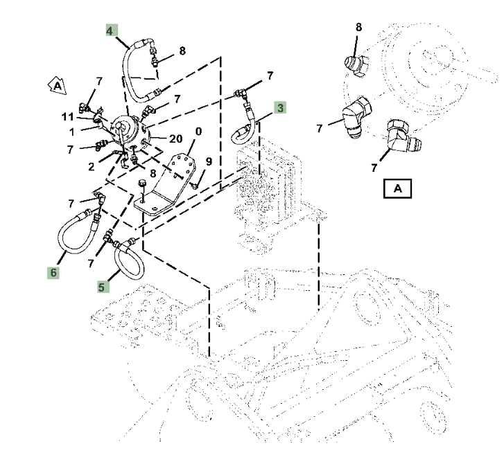 Hitachi ZX345USLC-6N installation diagram showing hydraulic hose 4289394 at Pipe No. 3
