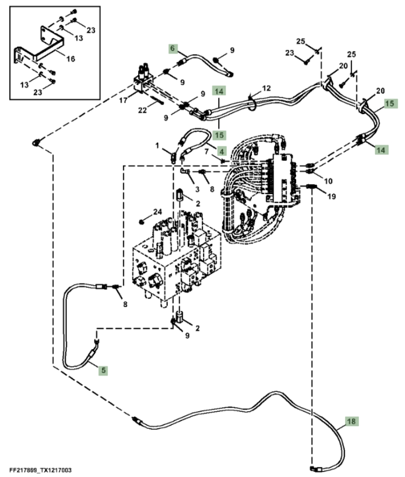 Hitachi ZX260F-FE-6N installation diagram showing hydraulic hose 9304230 at Pipe No. 6