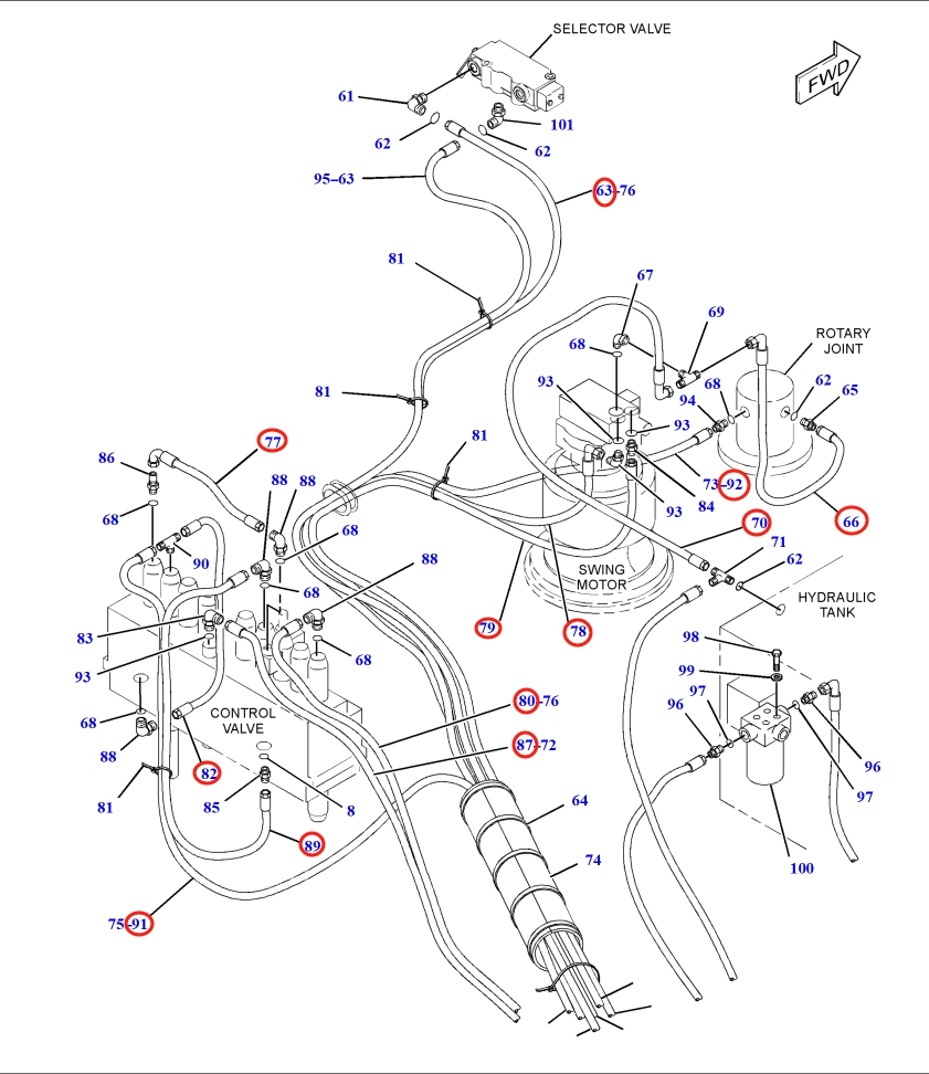 Caterpillar CAT®317-A N installation diagram showing hydraulic hose 103-1434 at Pipe No. 80