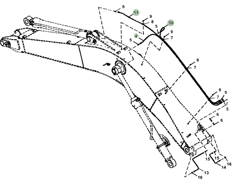 Hitachi ZX290LC-5G installation diagram showing hydraulic hose 4483563 at Pipe No. 10