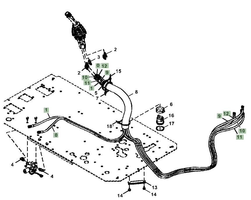 Hitachi ZX290LC-5G installation diagram showing hydraulic hose 4713021 at Pipe No. 1