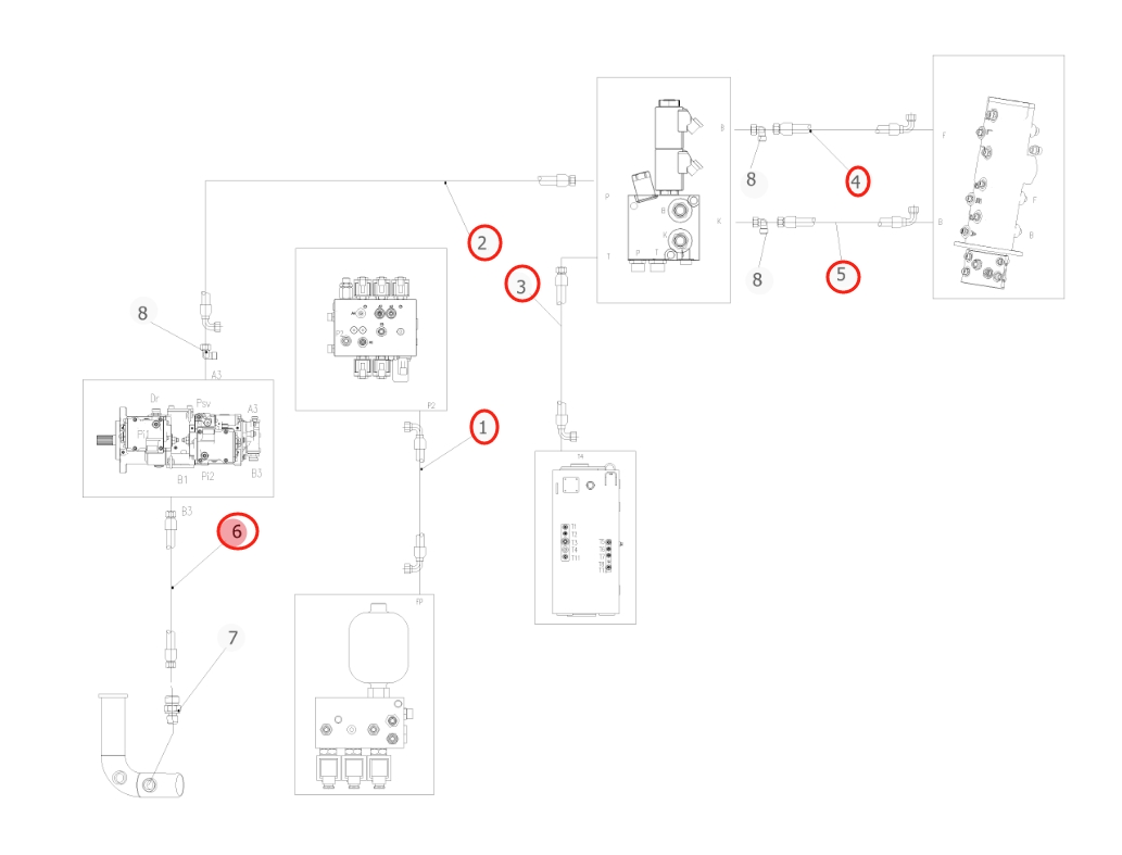 Sunward SWE150W installation diagram showing hydraulic hose 730502001909 at Pipe No. 3