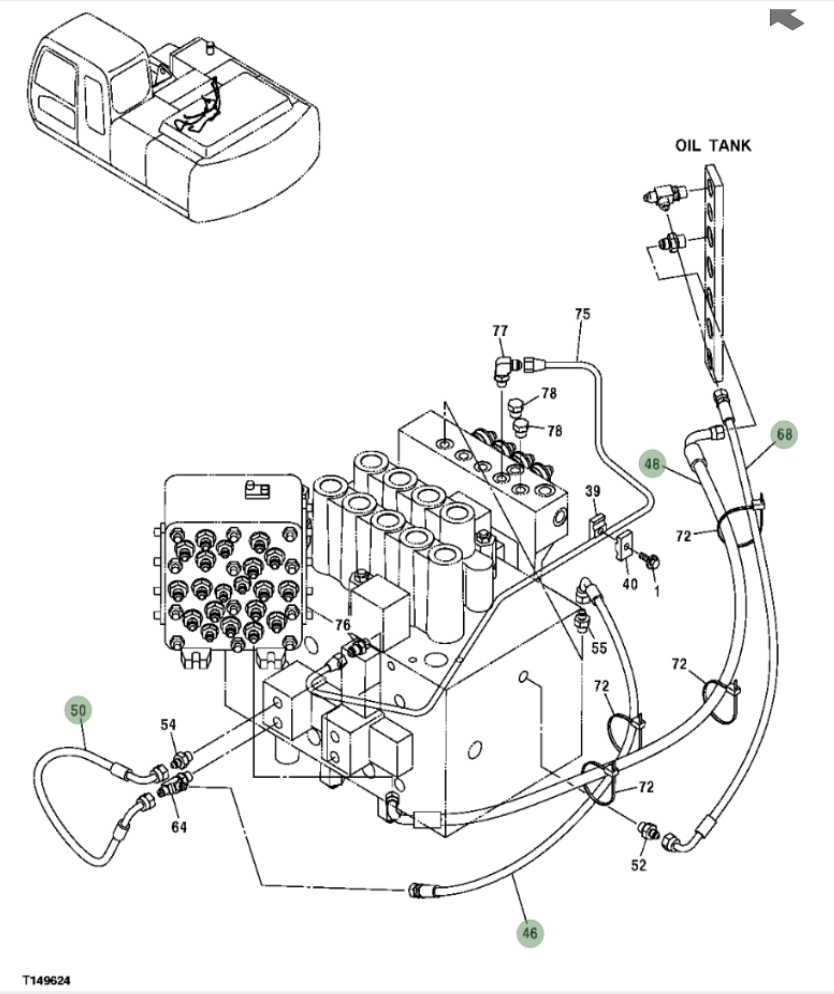 Hitachi ZX200F installation diagram showing hydraulic hose 4437932 at Pipe No. 68