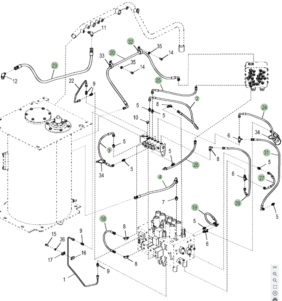 Hitachi ZX250LC-5N installation diagram showing hydraulic hose 4635267 at Pipe No. 4