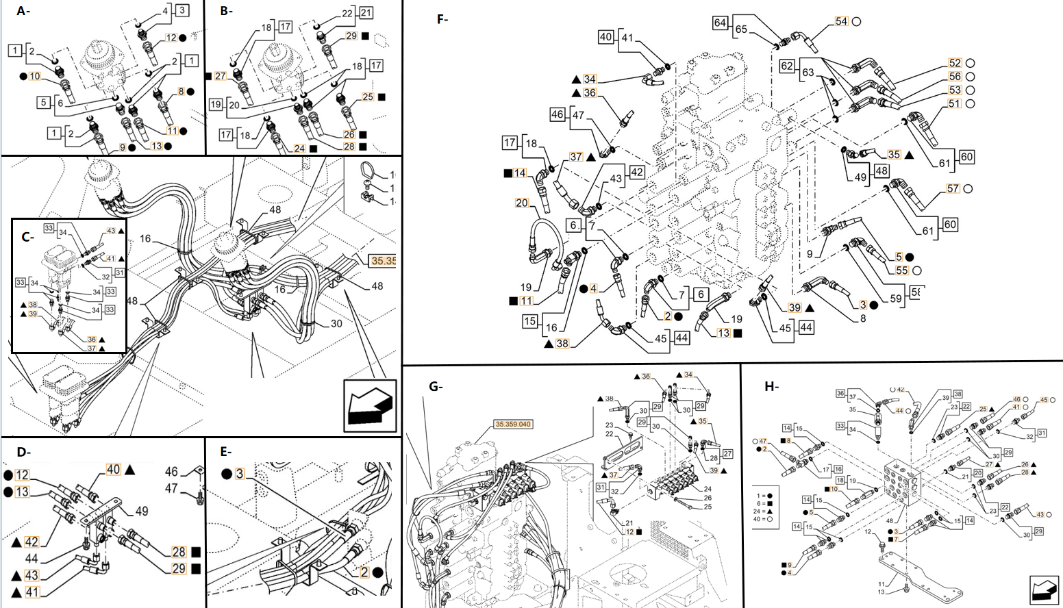 Case CX240E NHD installation diagram showing hydraulic hose KHJ2272 at Pipe No. F14-H28