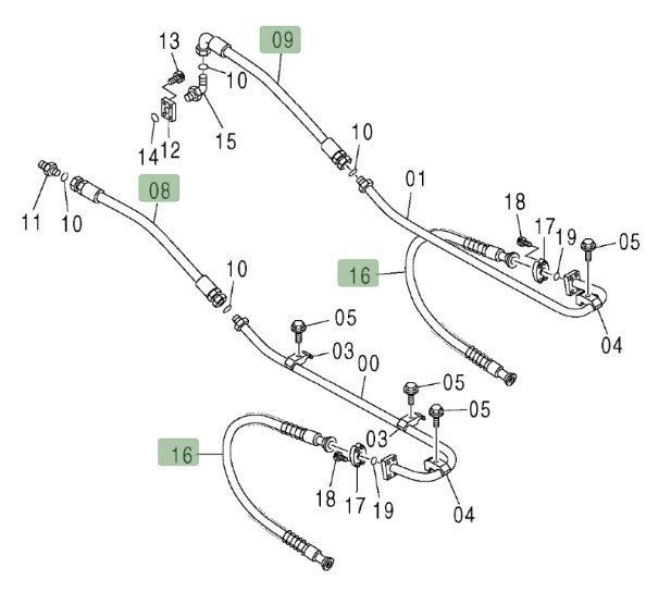 Hitachi ZX600LC installation diagram showing hydraulic hose 4345675 at Pipe No. 8