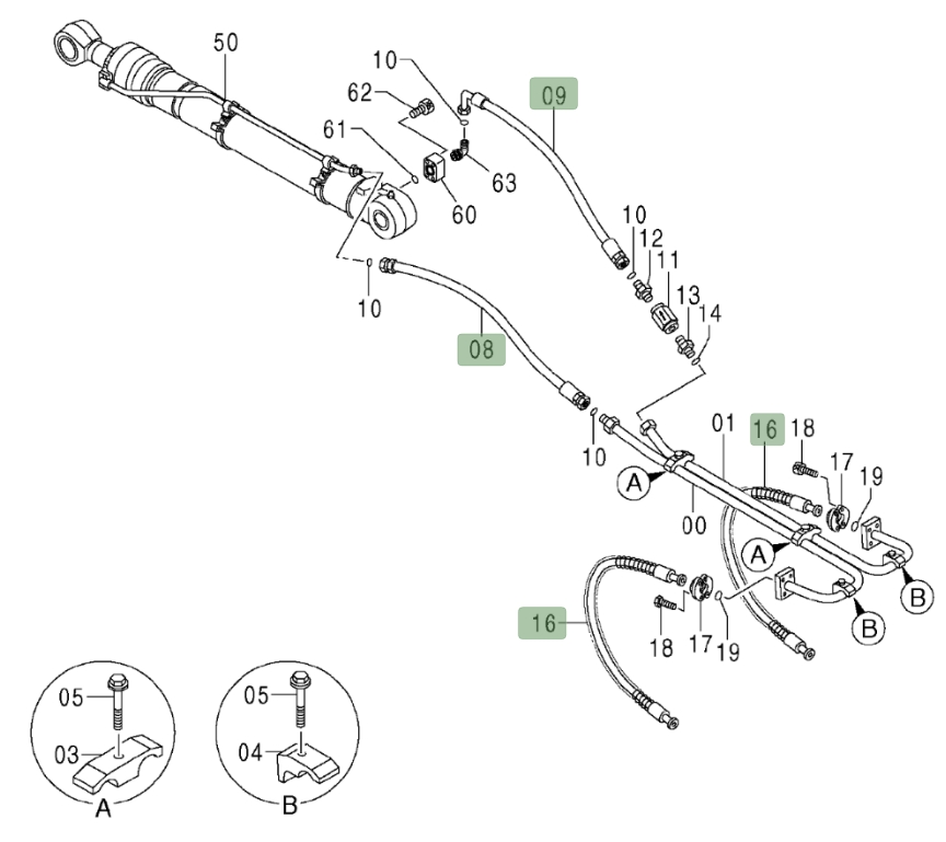 Hitachi ZX450LC-3 installation diagram showing hydraulic hose 4272697 at Pipe No. 8