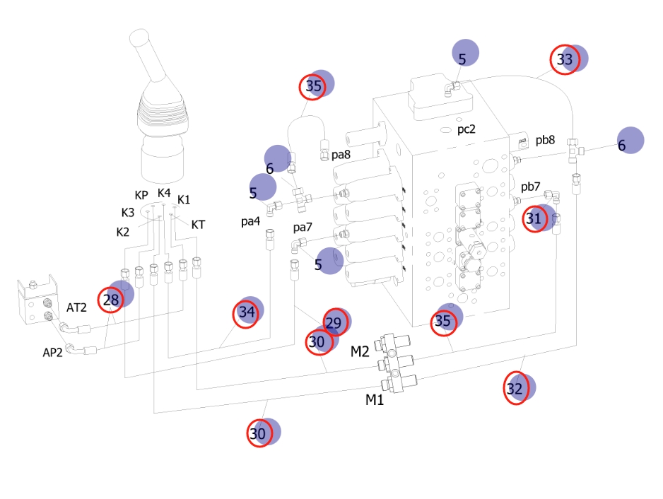 Sunward SWE155F installation diagram showing hydraulic hose 730501005431 at Pipe No. 34