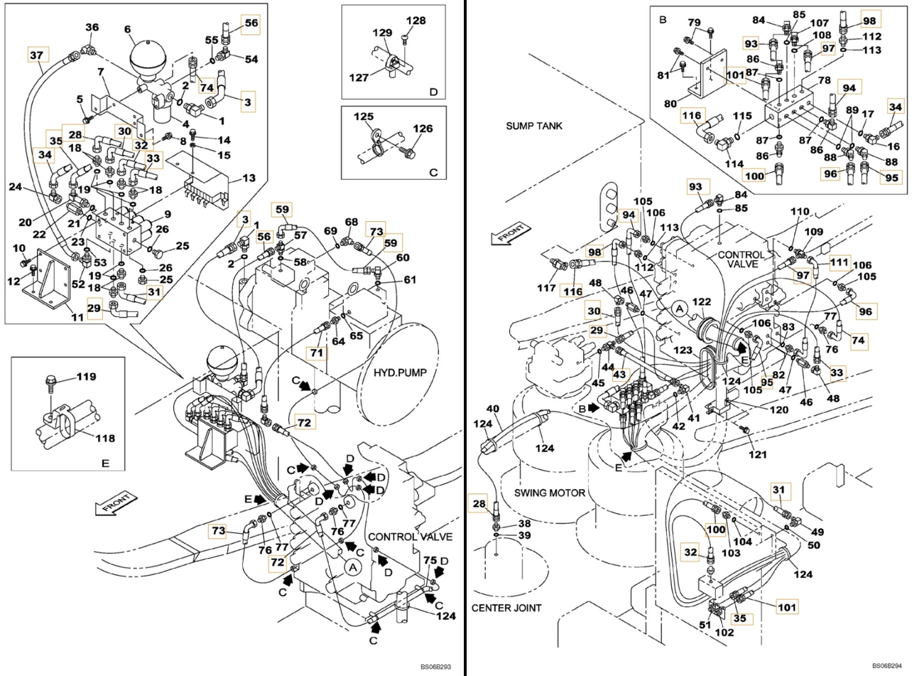 Case CX700 installation diagram showing hydraulic hose KTJ1641 at Pipe No. 95