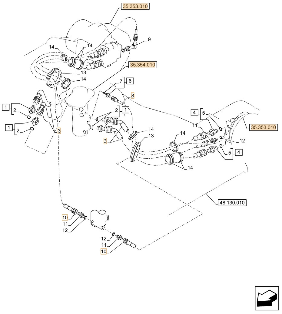 Case CX180D LC installation diagram showing hydraulic hose 165933A1 at Pipe No. 10