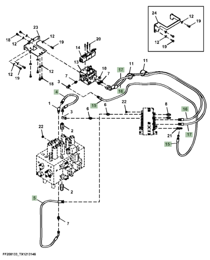 Hitachi ZX310F-LL-6N installation diagram showing hydraulic hose 4453063 at Pipe No. 4