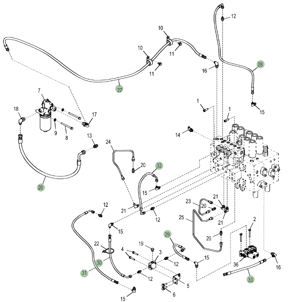 Hitachi ZX350LC-5N installation diagram showing hydraulic hose 4447441 at Pipe No. 27