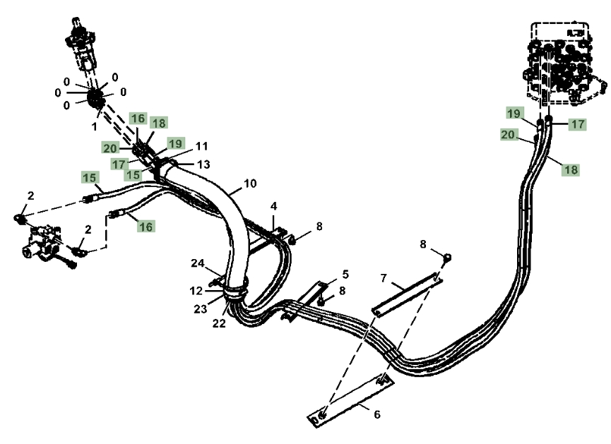 Hitachi ZX180LC-5G installation diagram showing hydraulic hose 4450437 at Pipe No. 17