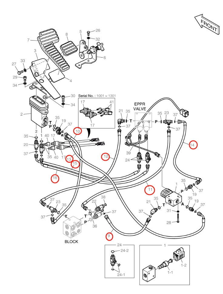Doosan DX160LC-5 installation diagram showing hydraulic hose DS2121138 at Pipe No. 11