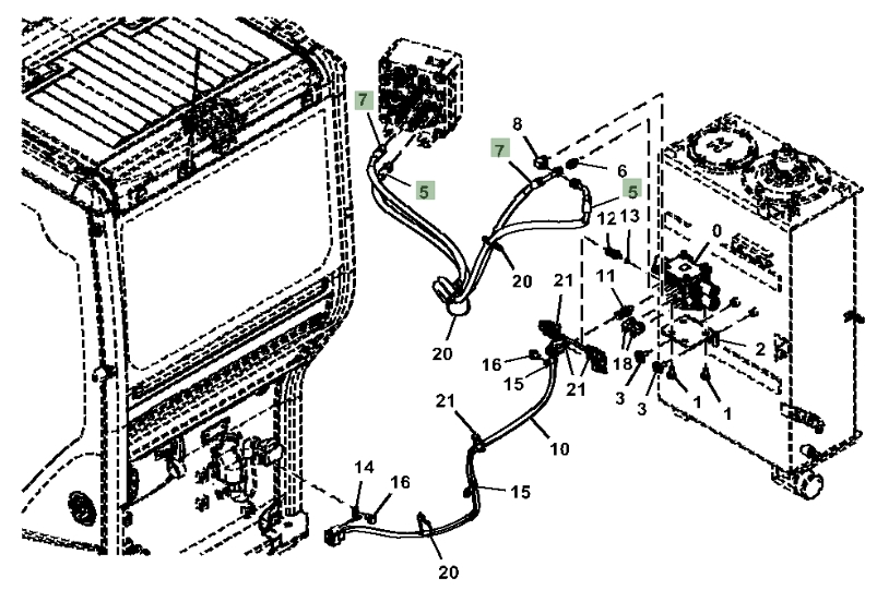 Hitachi ZX135US-6N installation diagram showing hydraulic hose 4671446 at Pipe No. 5