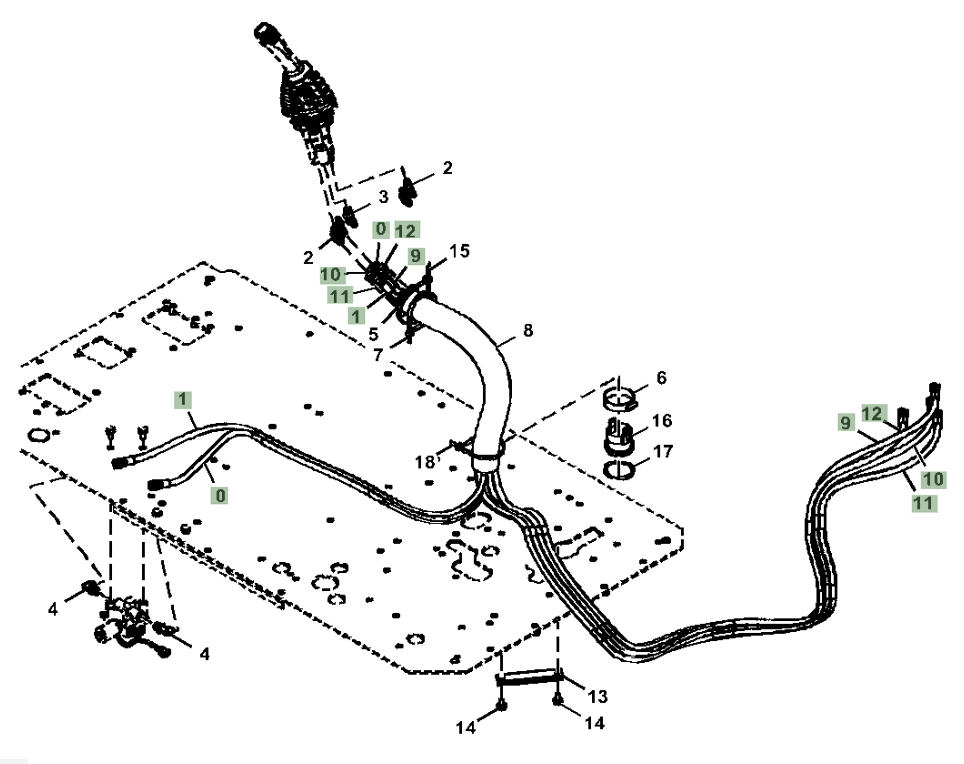 Hitachi ZX290LC-5N installation diagram showing hydraulic hose 4661819 at Pipe No. 9