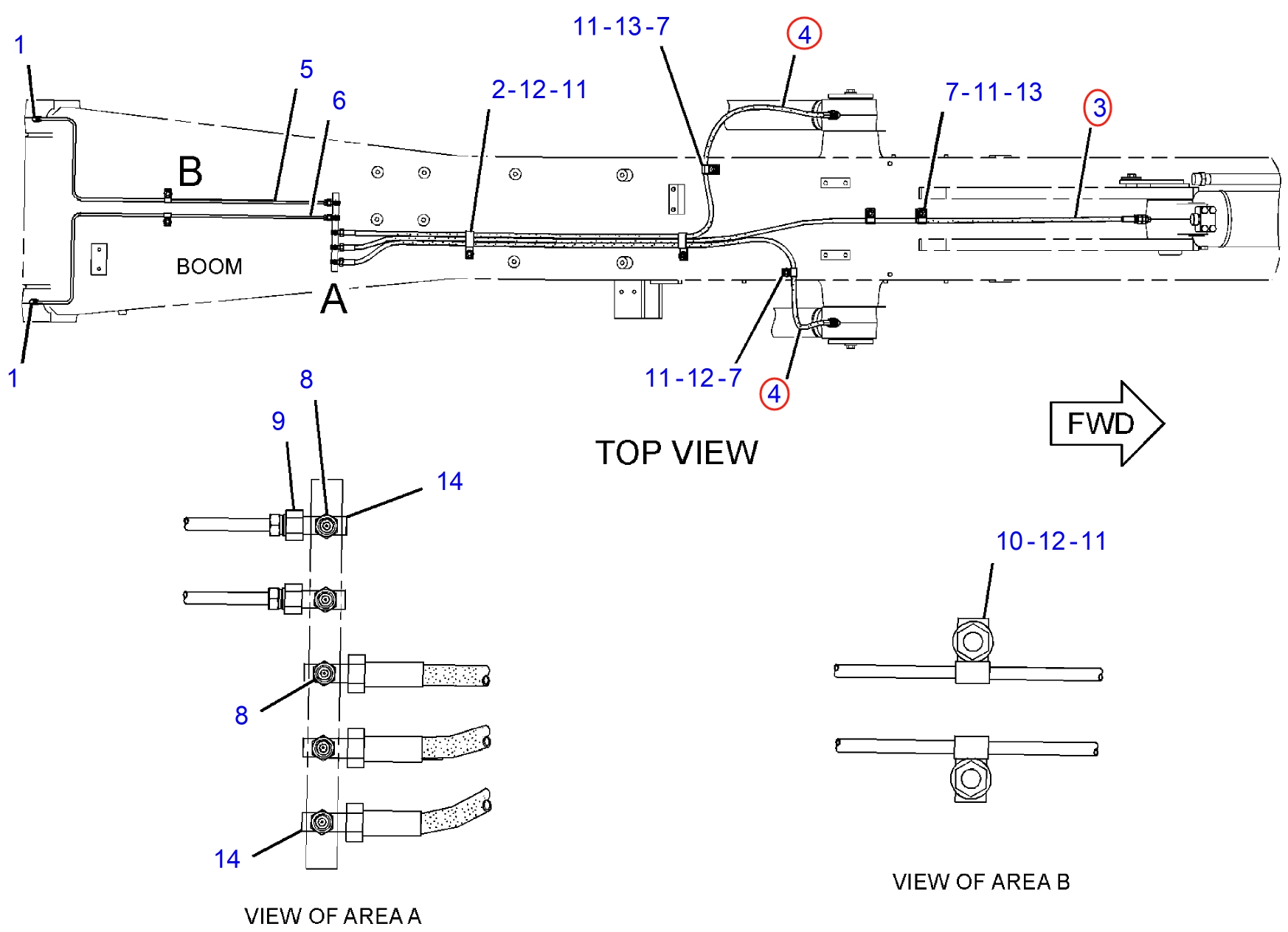 Caterpillar CAT®314E LCR installation diagram showing hydraulic hose 315-0922 at Pipe No. 4