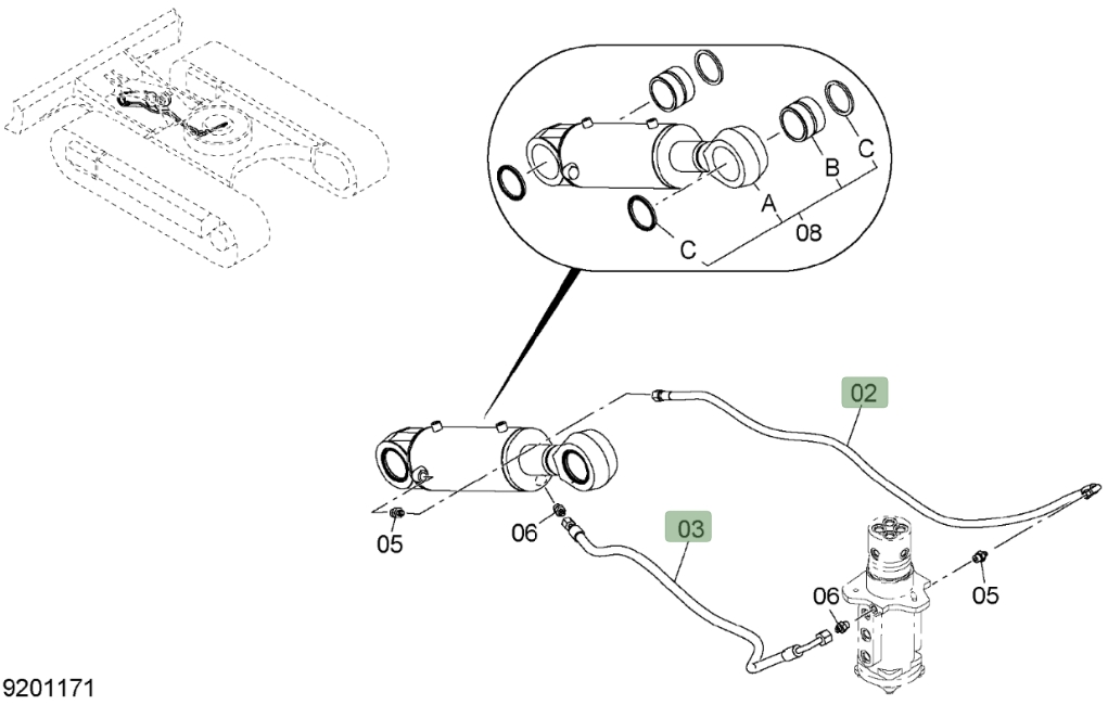 Hitachi ZX75US-3 installation diagram showing hydraulic hose 4418939 at Pipe No. 3