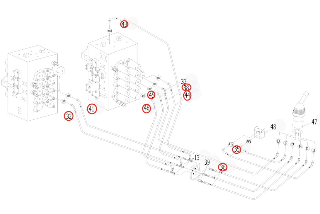 Sunward SWE500E-3 installation diagram showing hydraulic hose 730502000825 at Pipe No. 41