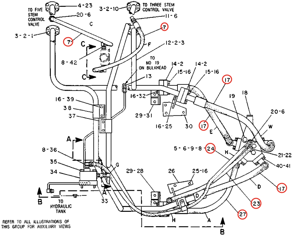 Caterpillar CAT®229 installation diagram showing hydraulic hose 9V-9316 at Pipe No. 7