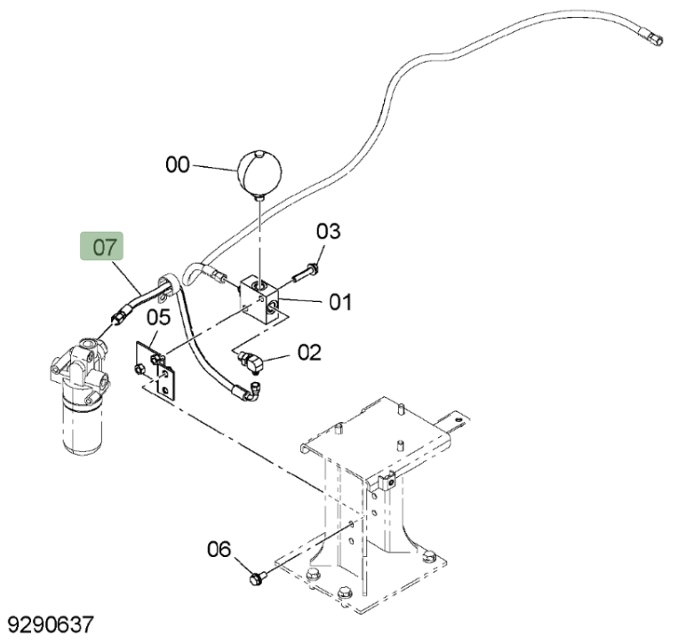 Hitachi ZX75US-3 installation diagram showing hydraulic hose 4636420 at Pipe No. 7