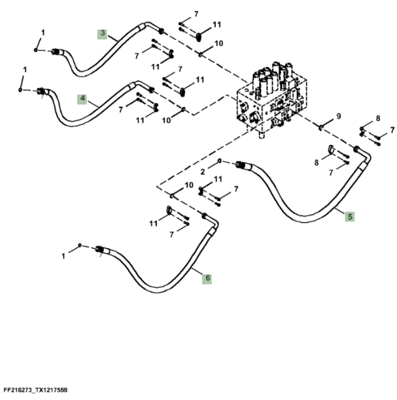 Hitachi ZX260FLC-FE-6N installation diagram showing hydraulic hose 9263974 at Pipe No. 5