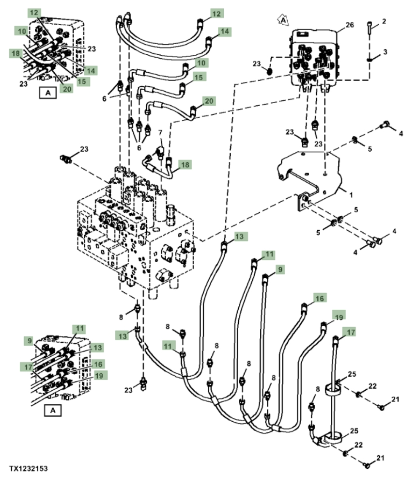 Hitachi ZX260F-FE-6N installation diagram showing hydraulic hose 4630938 at Pipe No. 10
