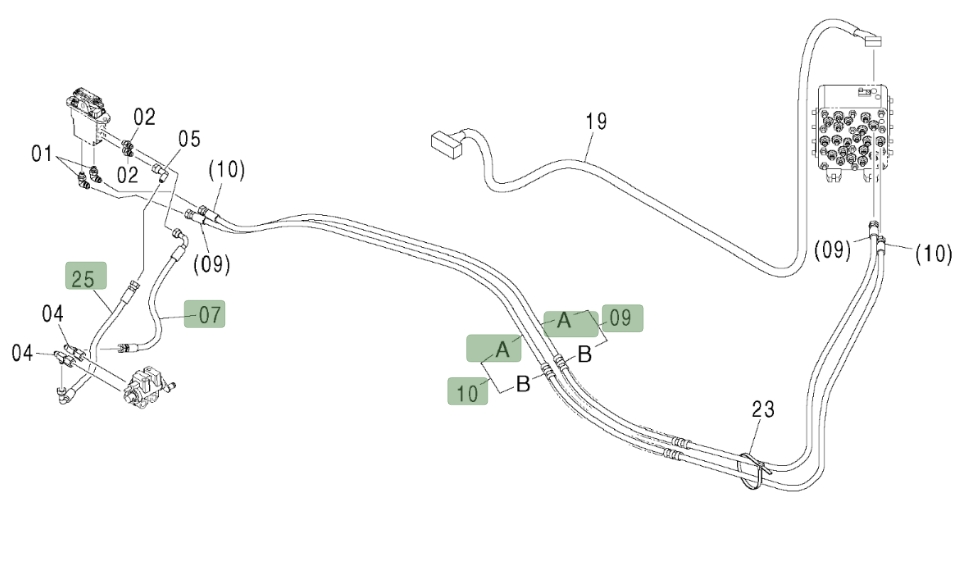 Hitachi ZX200LC installation diagram showing hydraulic hose 9213182 at Pipe No. 9