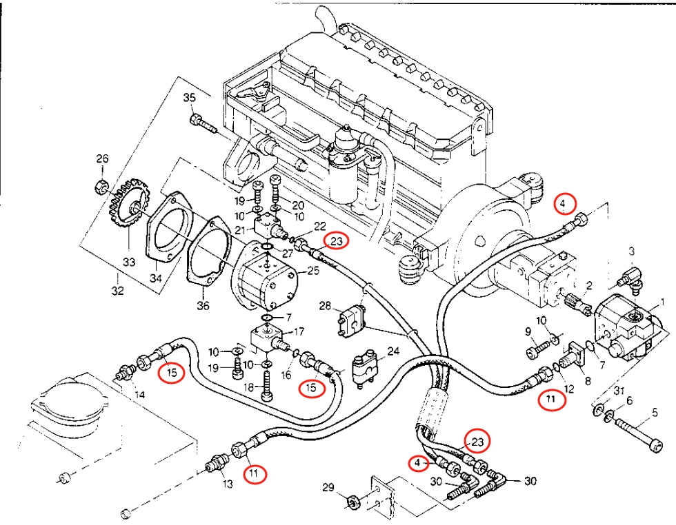 Caterpillar CAT®214B installation diagram showing hydraulic hose 8U-0109 at Pipe No. 4