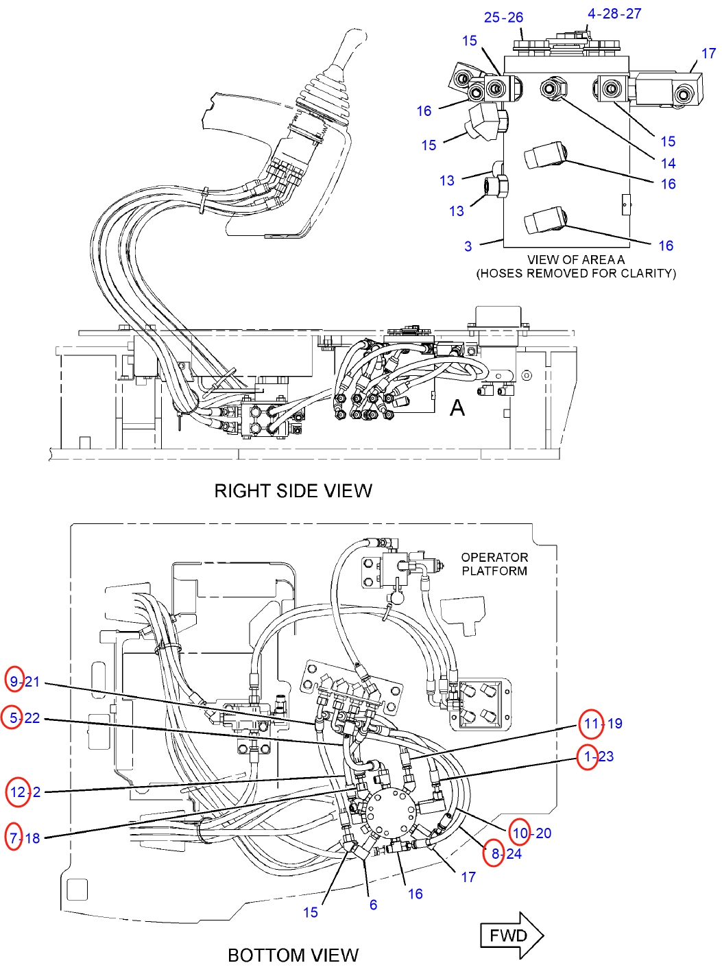 Caterpillar CAT®314E LCR installation diagram showing hydraulic hose 286-6399 at Pipe No. 7