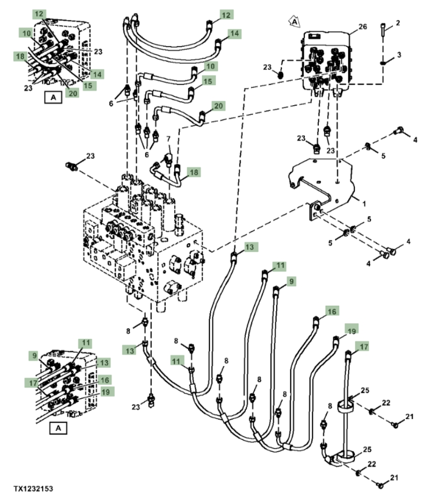 Hitachi ZX370F-FE-6N installation diagram showing hydraulic hose 4630934 at Pipe No. 9
