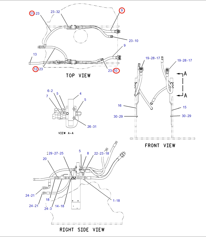 Caterpillar CAT®317B L installation diagram showing hydraulic hose 156-6693 at Pipe No. 10