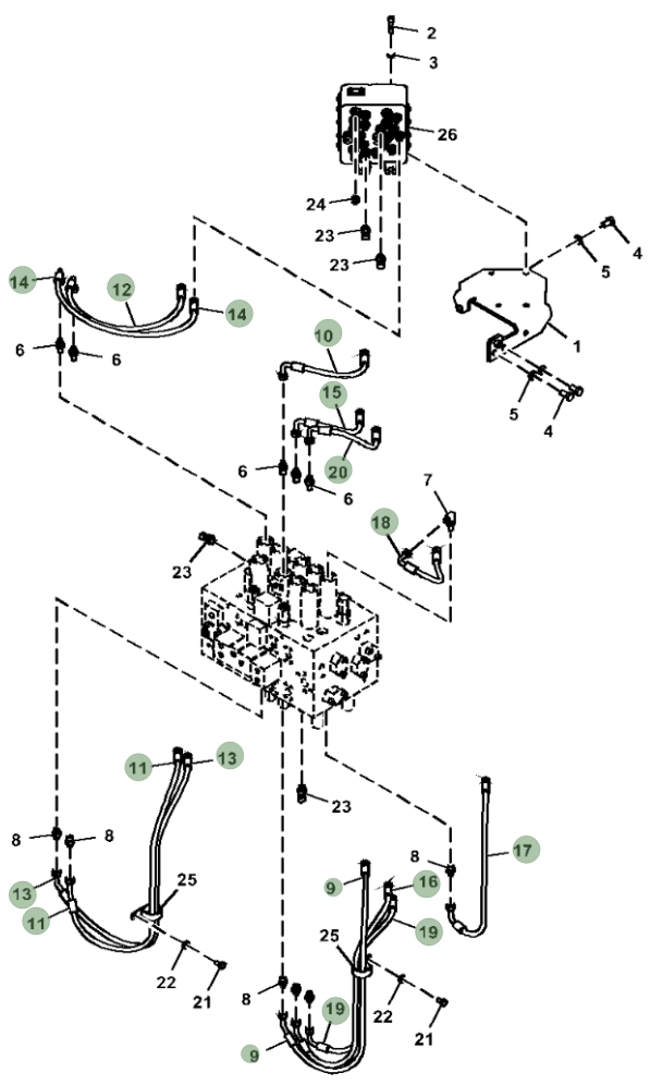 Hitachi ZX380LC-5N installation diagram showing hydraulic hose 4630941 at Pipe No. 12