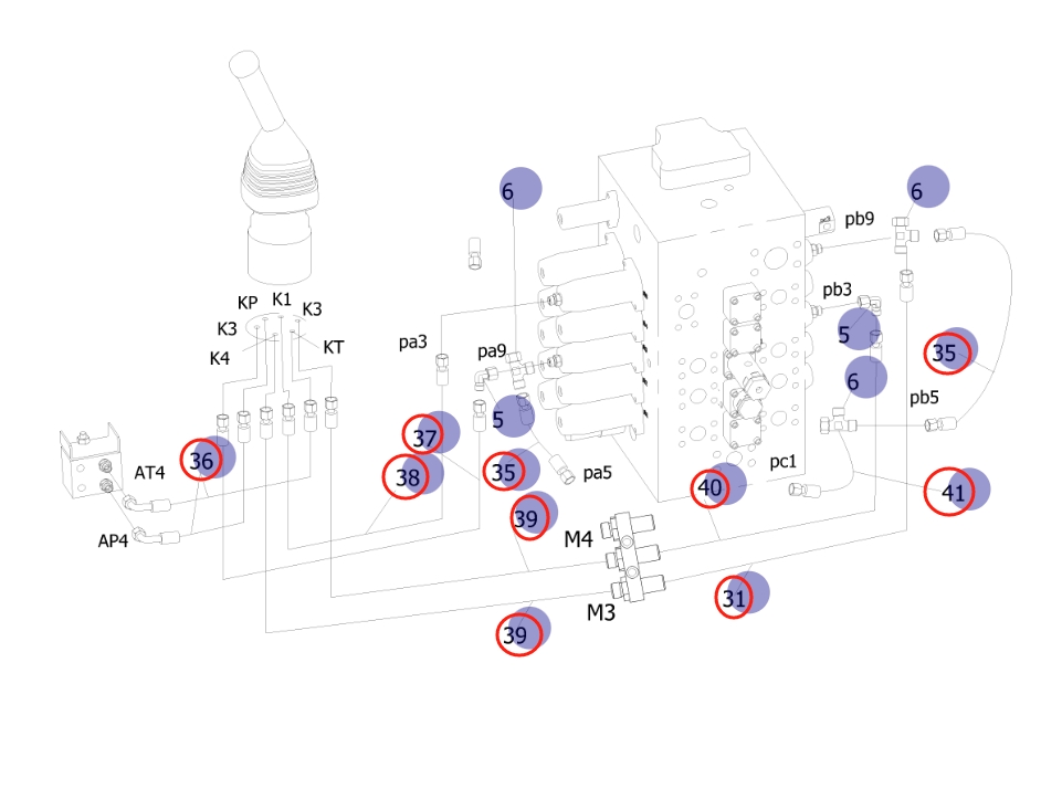 Sunward SWE155E installation diagram showing hydraulic hose 730501005434 at Pipe No. 41